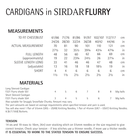 Sirdar Cardigans Knitting Pattern in Flurry 7961P PDF DOWNLOAD