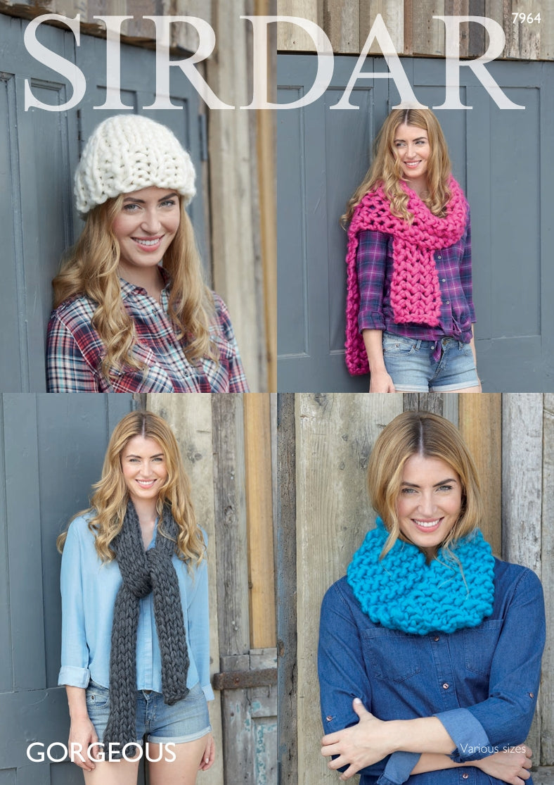 Sirdar Woman's Snood, Hat and Scarves Knitting Pattern in Sirdar Gorgeous 7964P PDF DOWNLOAD