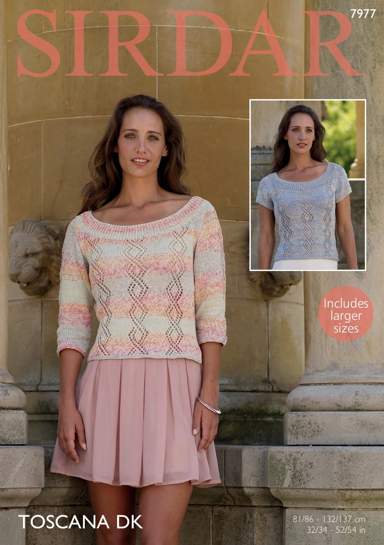 Sirdar Tops Knitting Pattern in Sirdar Toscana DK 7977P PDF DOWNLOAD