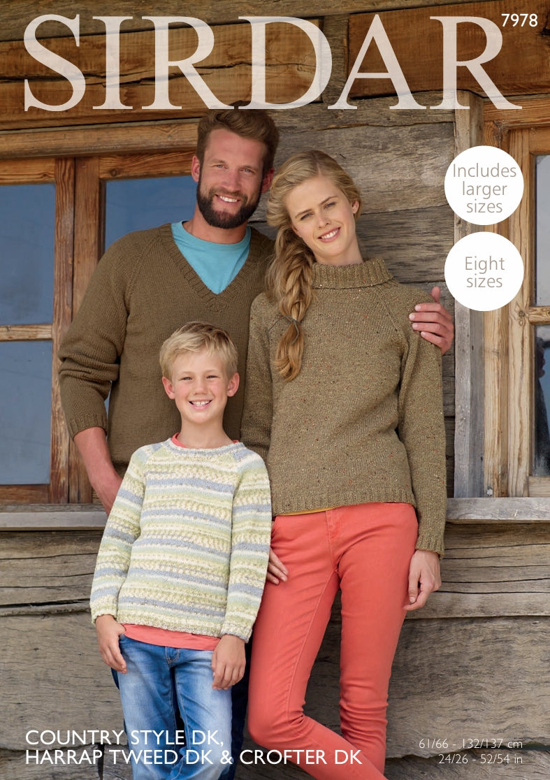 Sirdar Sweaters Knitting Pattern in Country Style DK, Crofter DK and Harrap Tweed DK 7978P PDF DOWNLOAD