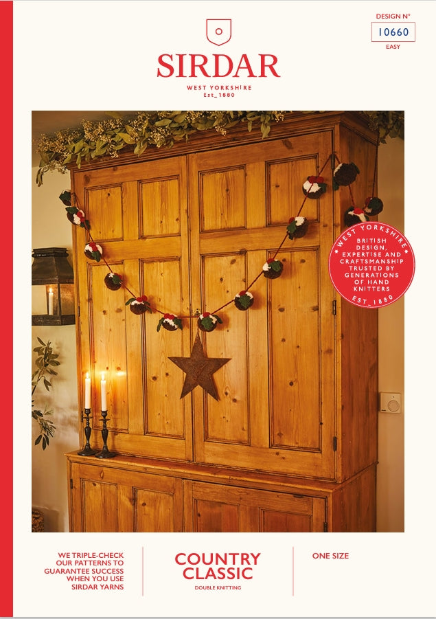 Sirdar Christmas Pudding Bunting Knitting Pattern in DK 10660P PDF DOWNLOAD