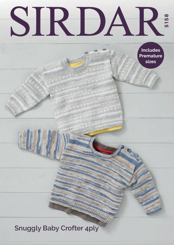 Sirdar Babies Sweaters Knitting Pattern in 4ply 5158P PDF DOWNLOAD