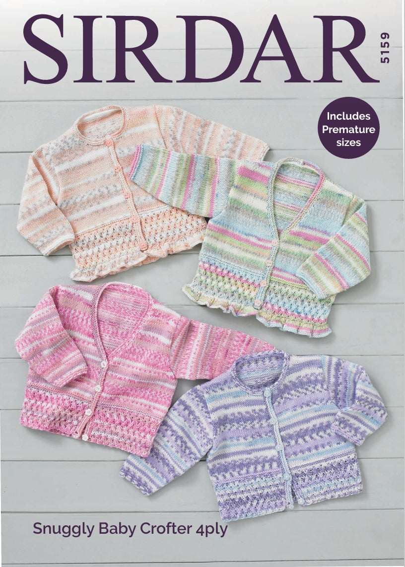 Sirdar Babies Cardigans Knitting Pattern in 4ply 5159P PDF DOWNLOAD