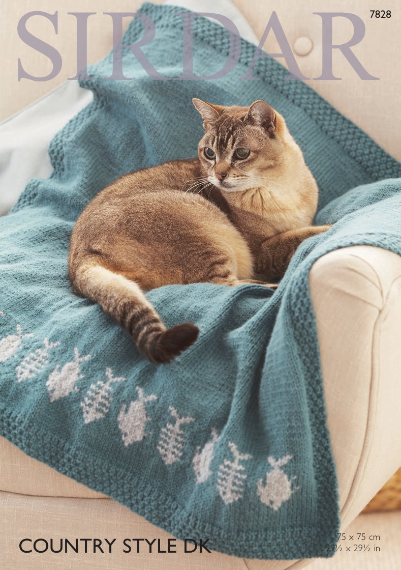 Sirdar Cat Blankets Knitting Pattern in Sirdar Country Style DK 7828P PDF DOWNLOAD