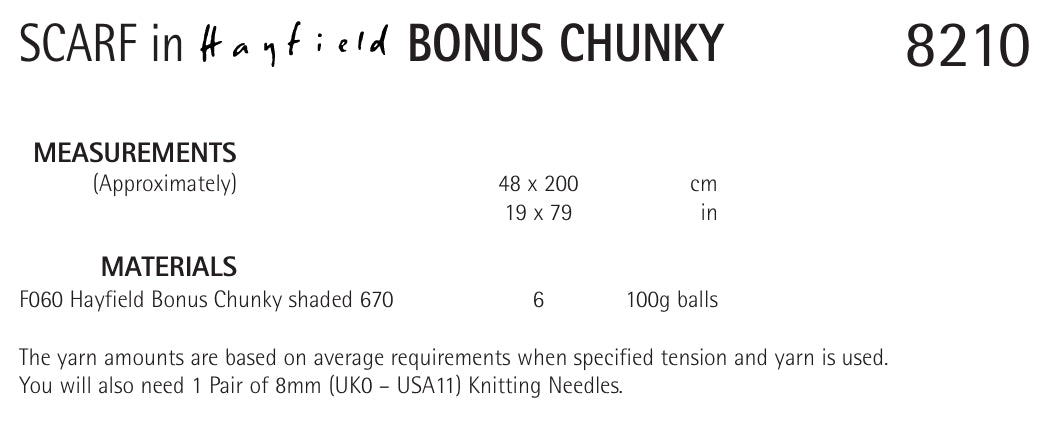 Hayfield Scarf Knitting Pattern in Chunky 8210P PDF DOWNLOAD