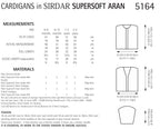 Sirdar Cardigans Knitting Pattern in Aran 5164P PDF DOWNLOAD