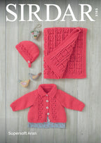 Sirdar Babies Jacket, Bonnet & Blanket Knitting Pattern in Aran 5165P PDF DOWNLOAD