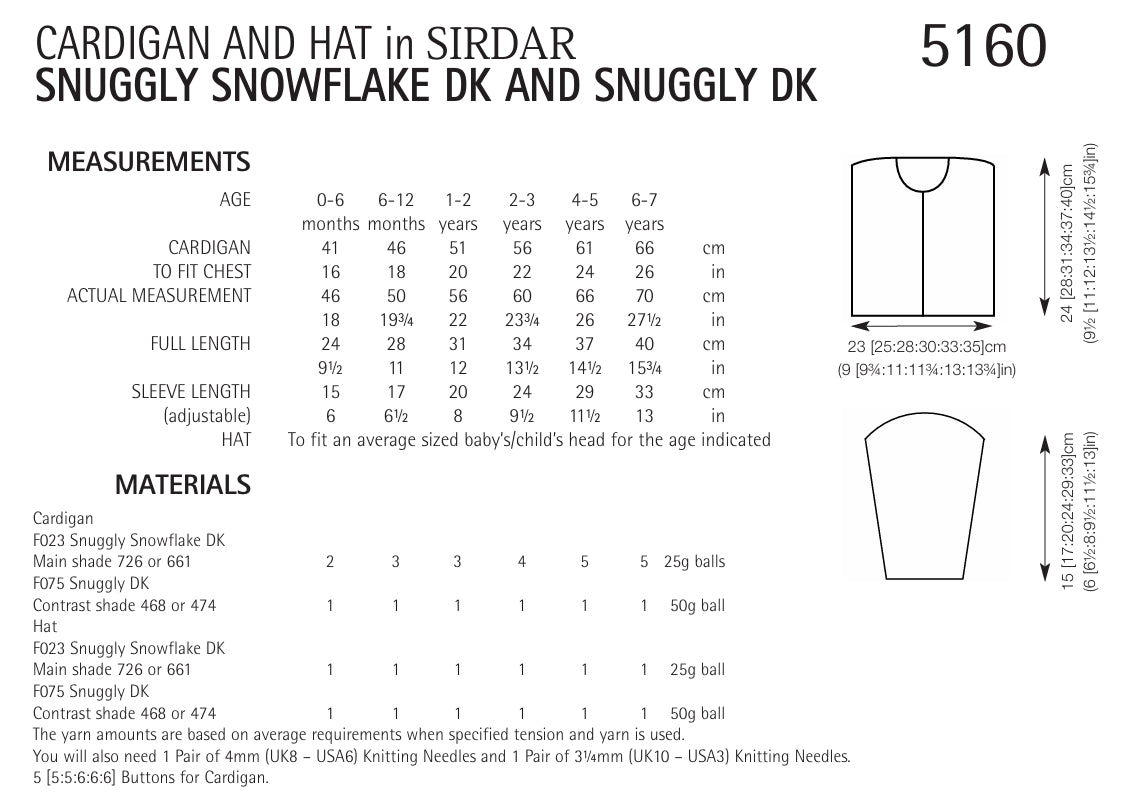 Sirdar Babies Cardigan & Hat Knitting Pattern in DK 5160P PDF DOWNLOAD