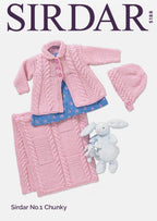 Sirdar Coat, Bonnet & Blanket Knitting Pattern in Chunky 5188P PDF DOWNLOAD