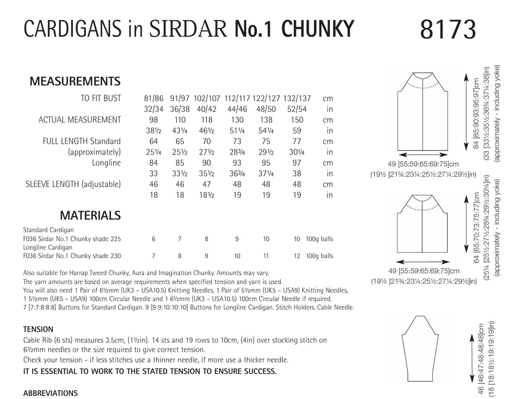Sirdar Cardigans Knitting Pattern in Chunky 8173P PDF DOWNLOAD