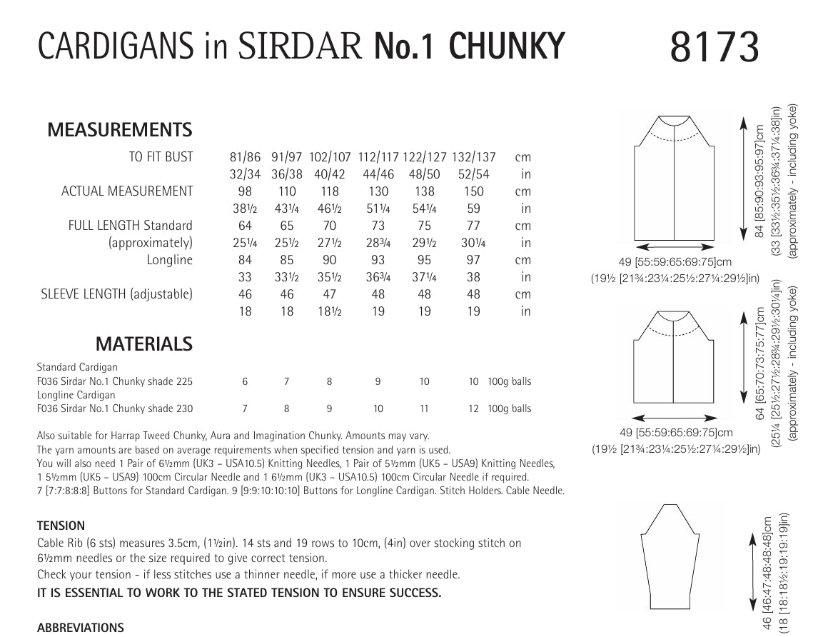 Sirdar Cardigans Knitting Pattern in Chunky 8173P PDF DOWNLOAD