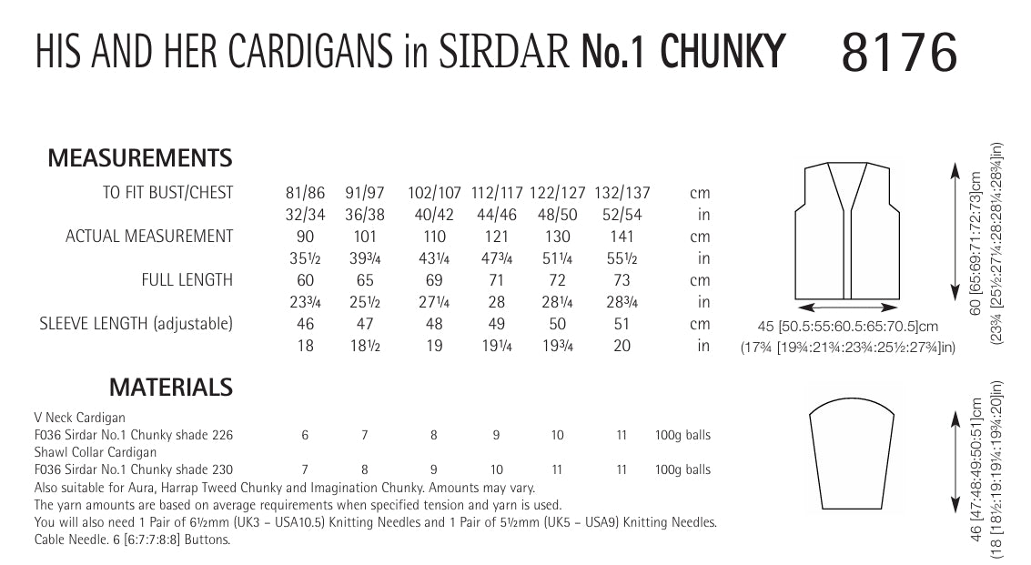 Sirdar Cardigans Knitting Pattern in Chunky 8176P PDF DOWNLOAD