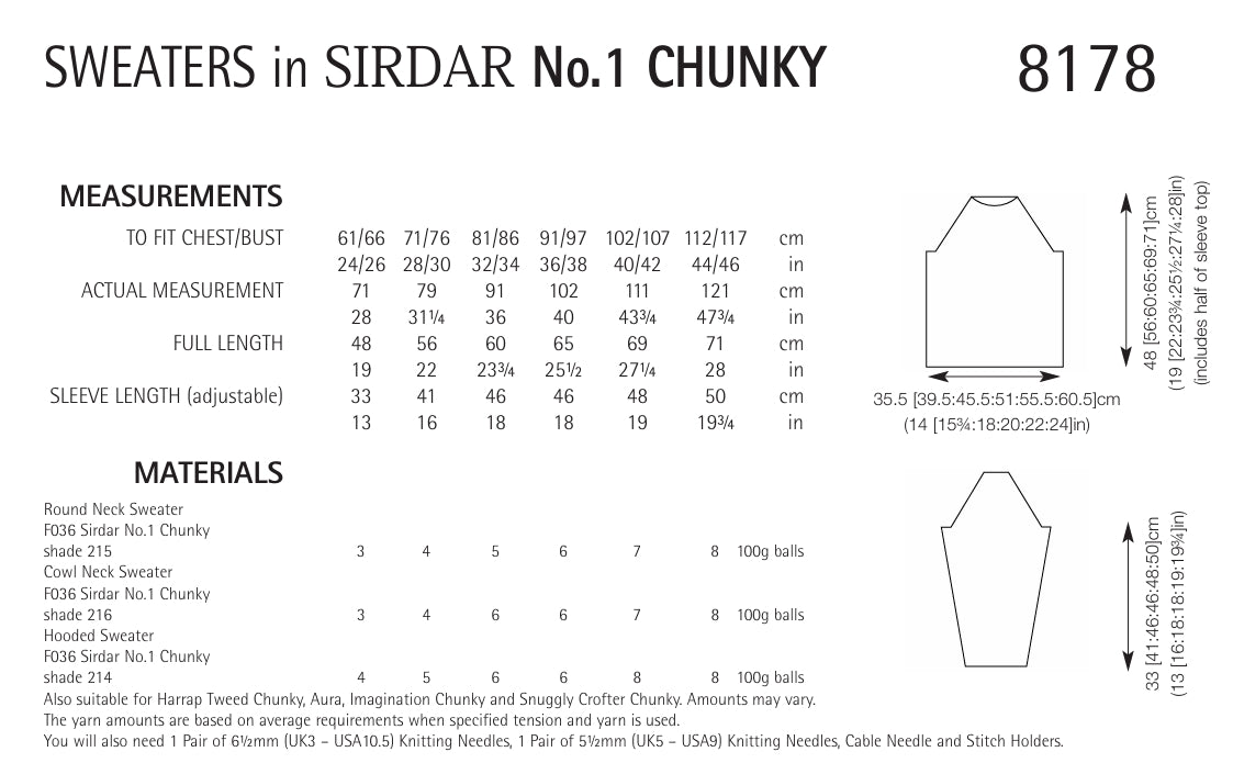 Sirdar Sweaters Knitting Pattern in Chunky 8178P PDF DOWNLOAD