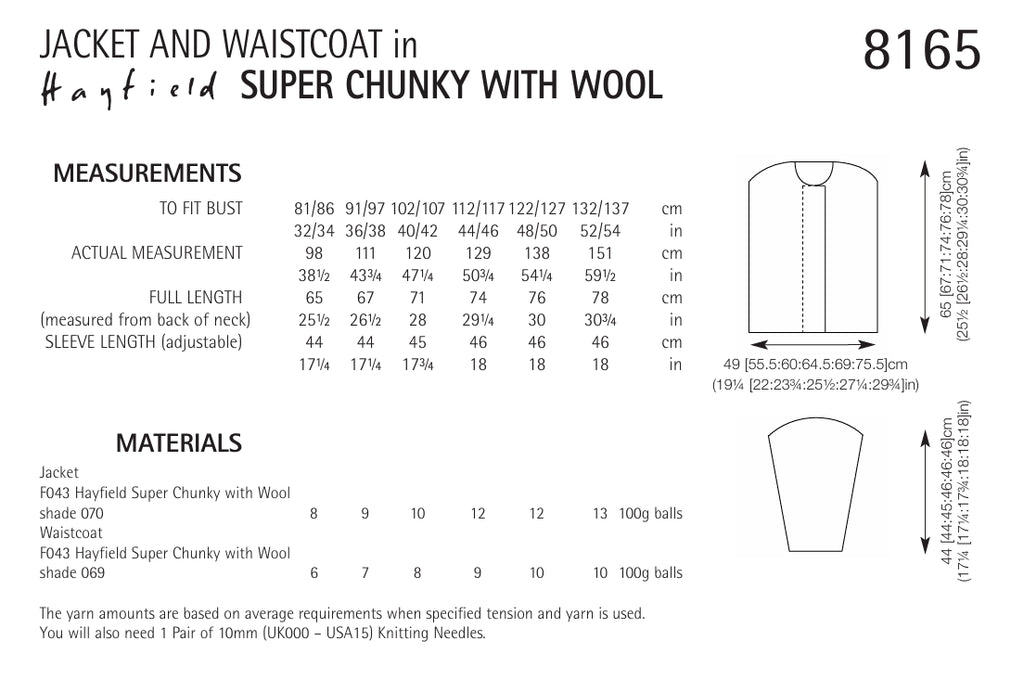 Hayfield Jacket & Waistcoat Knitting Pattern in Chunky 8165P PDF DOWNLOAD