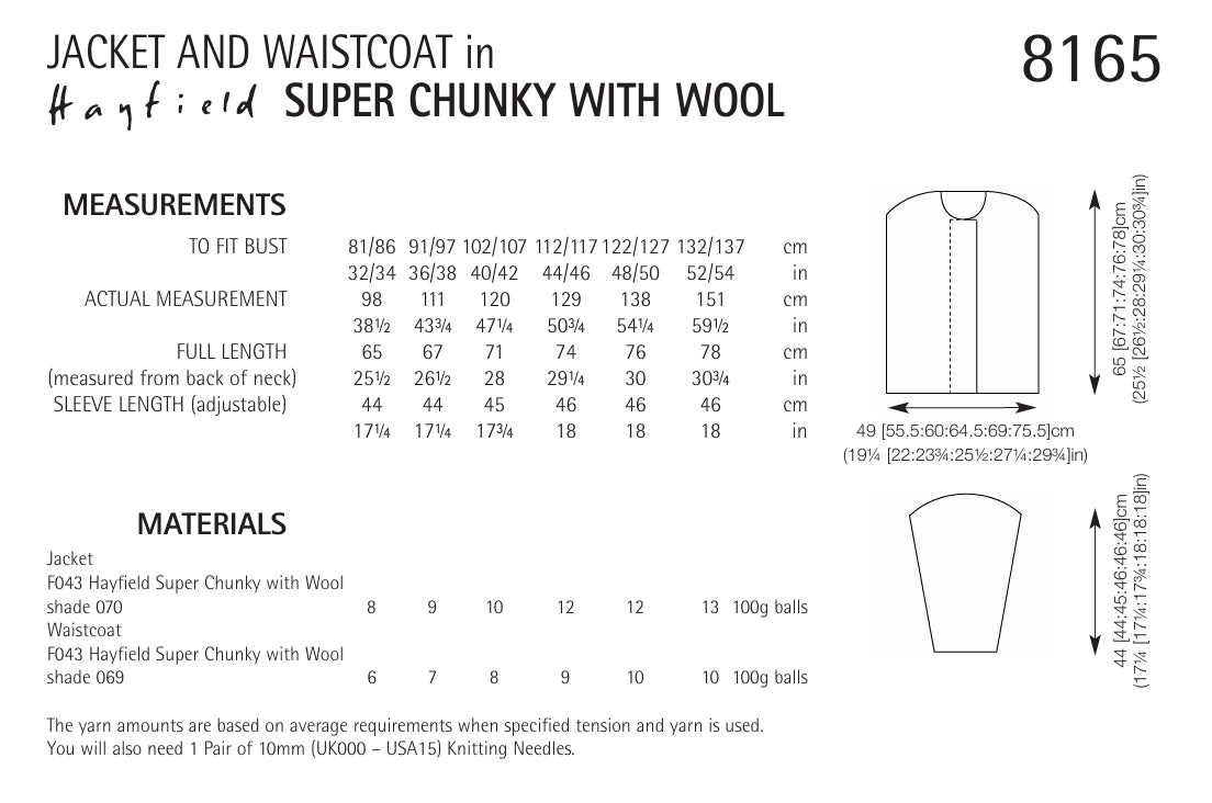 Hayfield Jacket & Waistcoat Knitting Pattern in Chunky 8165P PDF DOWNLOAD