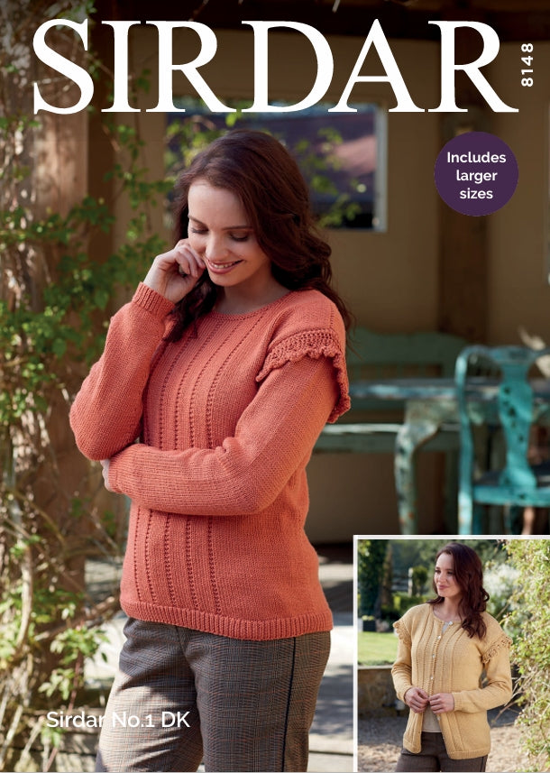 Sirdar Sweater & Cardigan Knitting Pattern in DK 8148P PDF DOWNLOAD