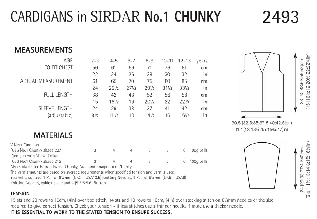 Sirdar Cardigans Knitting Pattern in Chunky 2493P PDF DOWNLOAD
