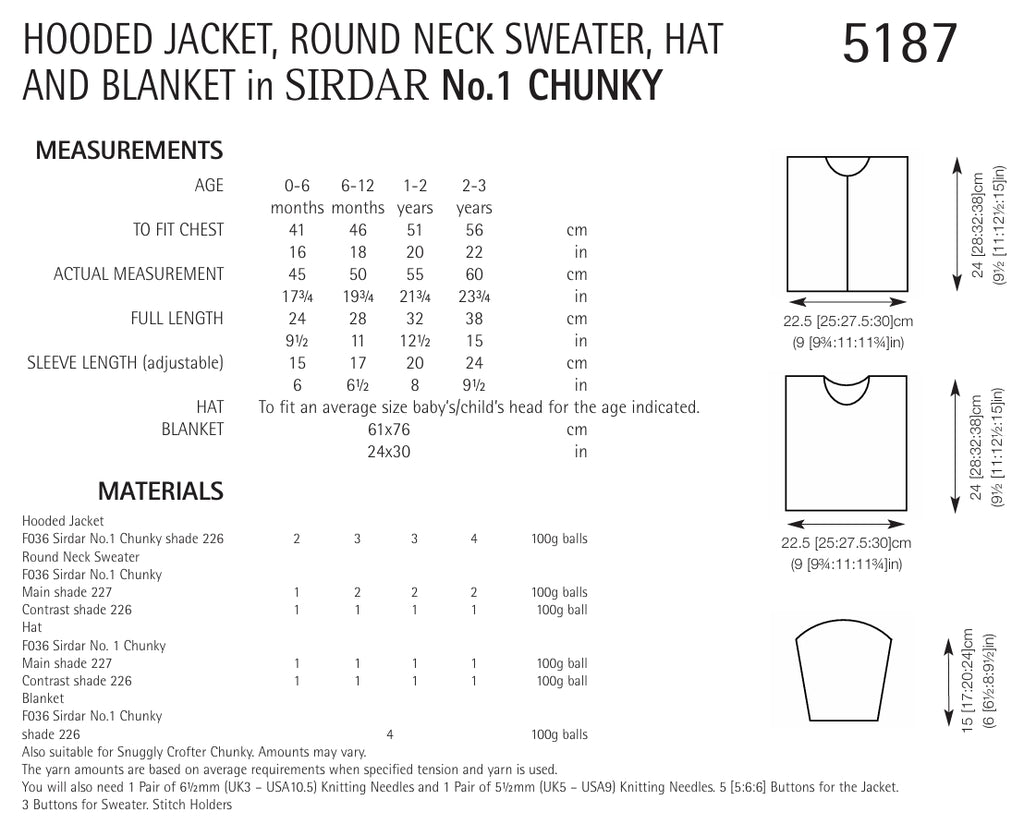 Sirdar Jacket, Sweater, Hat & Blanket Knitting Pattern in Chunky 5187P PDF DOWNLOAD