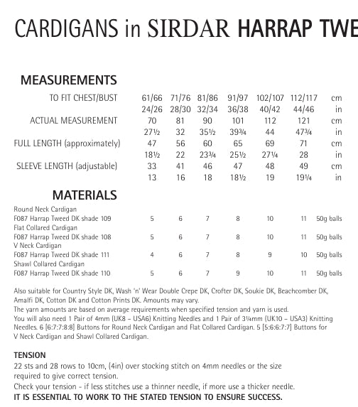 Sirdar Cardigans Knitting Pattern in Sirdar Harrap Tweed DK 7831P PDF DOWNLOAD