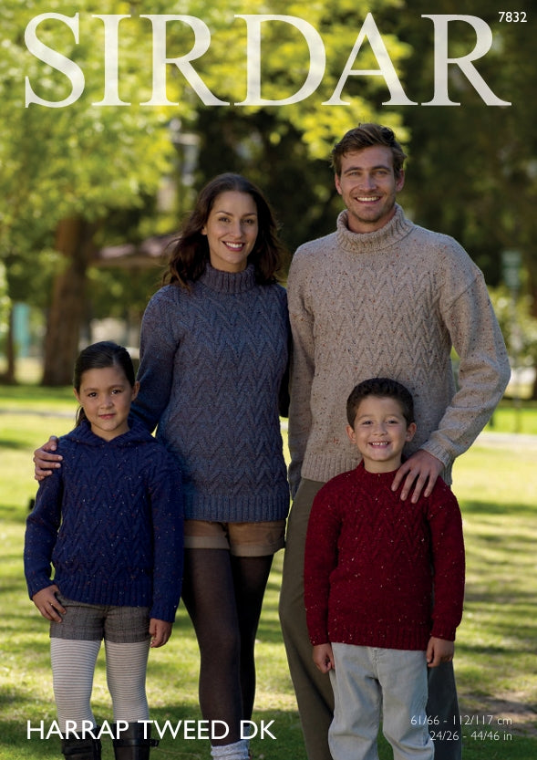 Sirdar Sweaters Knitting Pattern in Sirdar Harrap Tweed DK 7832P PDF DOWNLOAD