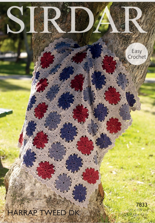 Sirdar Blanket Crochet Pattern in Sirdar Harrap Tweed DK 7833P PDF DOWNLOAD