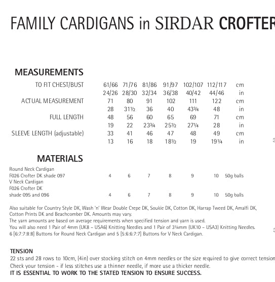 Sirdar Family Cardigans Knitting Pattern in Sirdar Crofter DK 7835P PDF DOWNLOAD