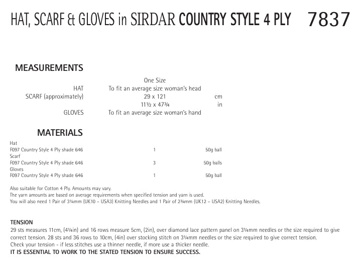 Sirdar Waistcoat Knitting Pattern in Sirdar Country Style 4ply 7838P PDF DOWNLOAD