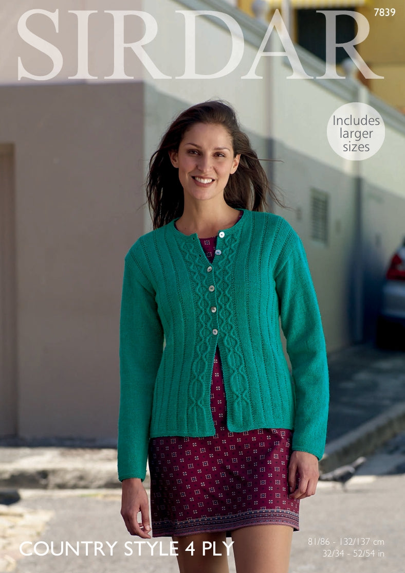 Sirdar Cardigan Knitting Pattern in Sirdar Country Style 4ply 7839P PDF DOWNLOAD