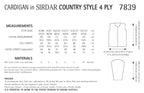 Sirdar Cardigan Knitting Pattern in Sirdar Country Style 4ply 7839P PDF DOWNLOAD