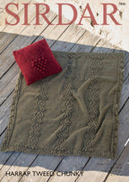 Sirdar Cushion Cover and Throw Knitting Pattern in Sirdar Harrap Tweed Chunky 7846P PDF DOWNLOAD