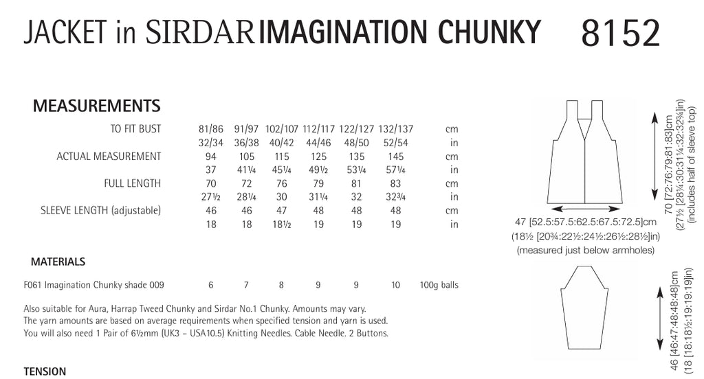 Sirdar Jacket Knitting Pattern in Chunky 8152P PDF DOWNLOAD