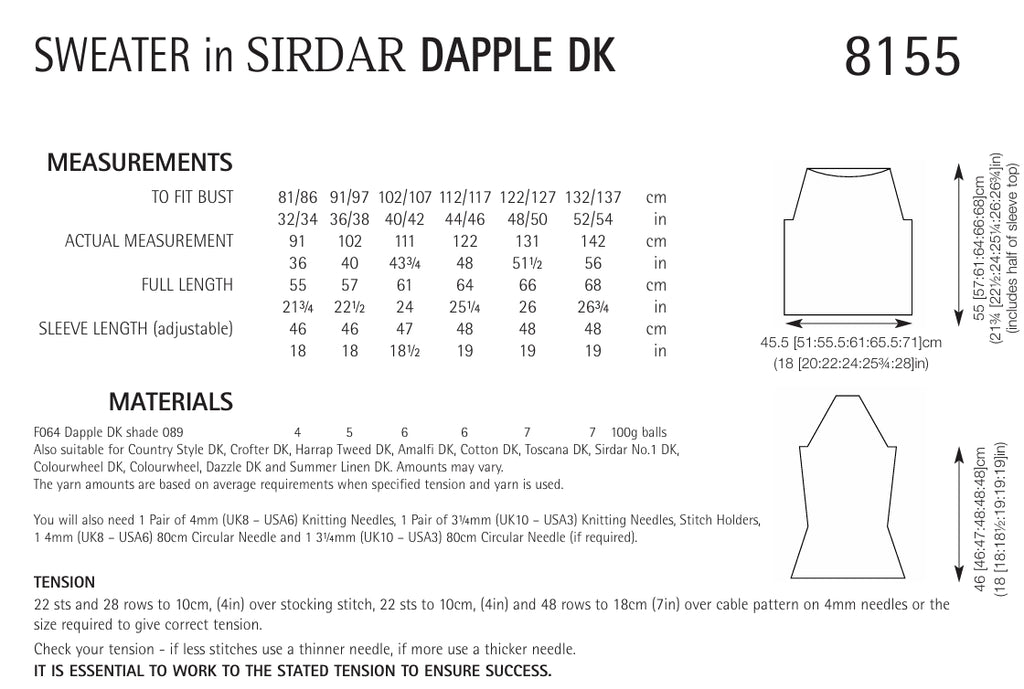 Sirdar Sweater Knitting Pattern in DK 8155P PDF DOWNLOAD