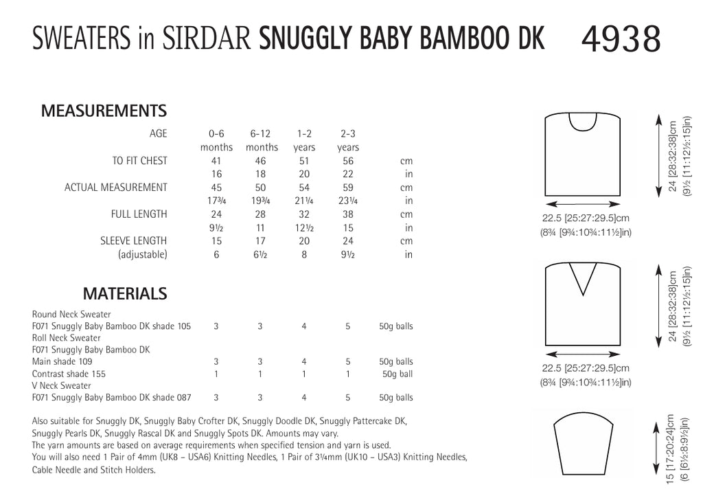 Sirdar Sweaters Knitting Pattern in DK 4938P PDF DOWNLOAD