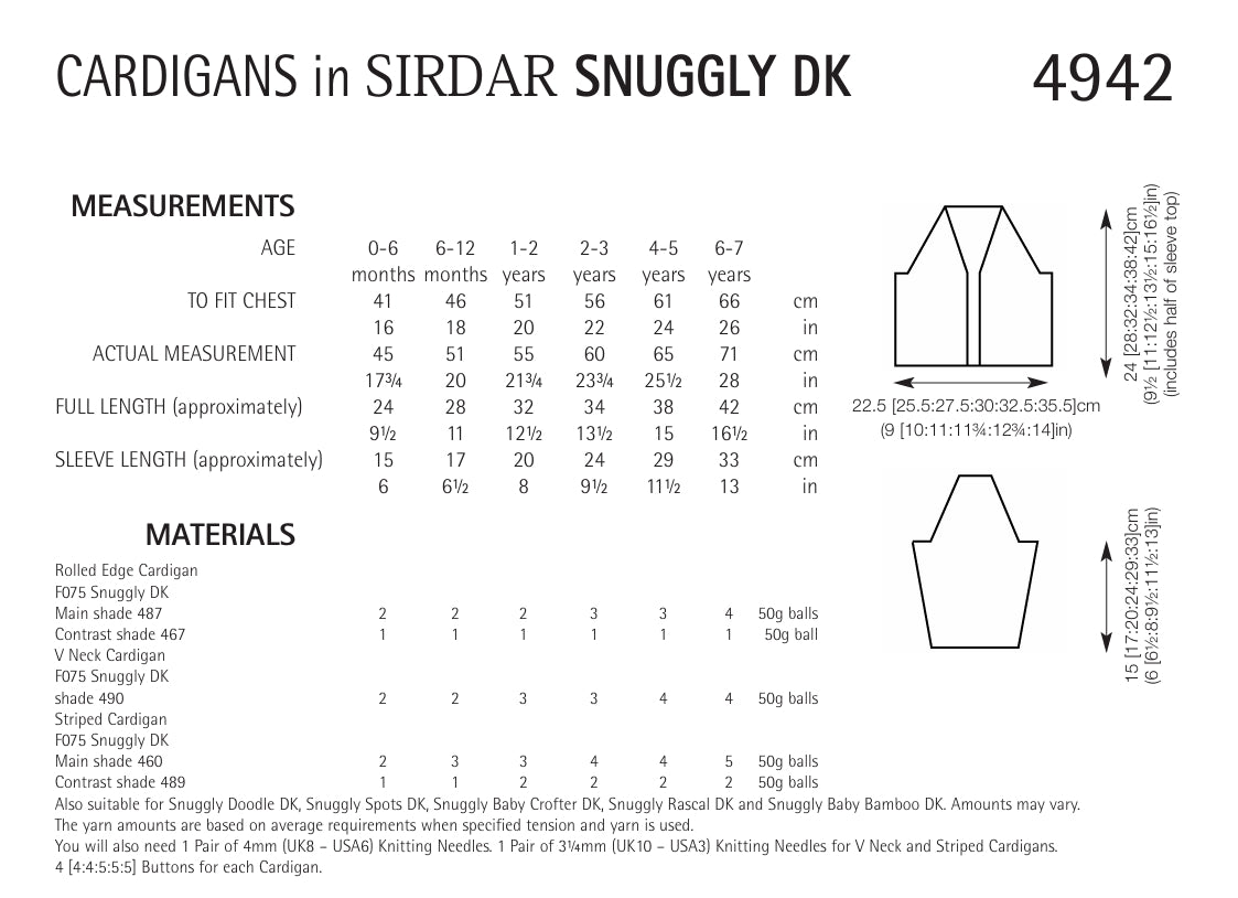 Sirdar Cardigans Knitting Pattern in DK 4942P PDF DOWNLOAD