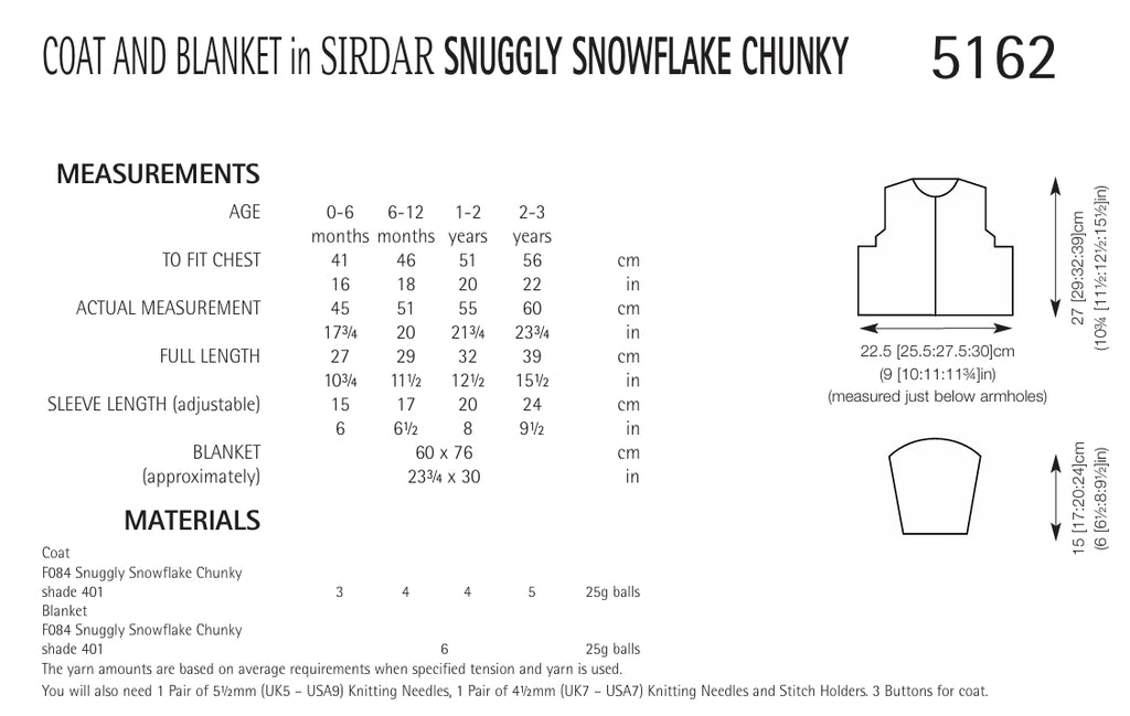Sirdar Coat & Blanket Knitting Pattern in Chunky 5162P PDF DOWNLOAD