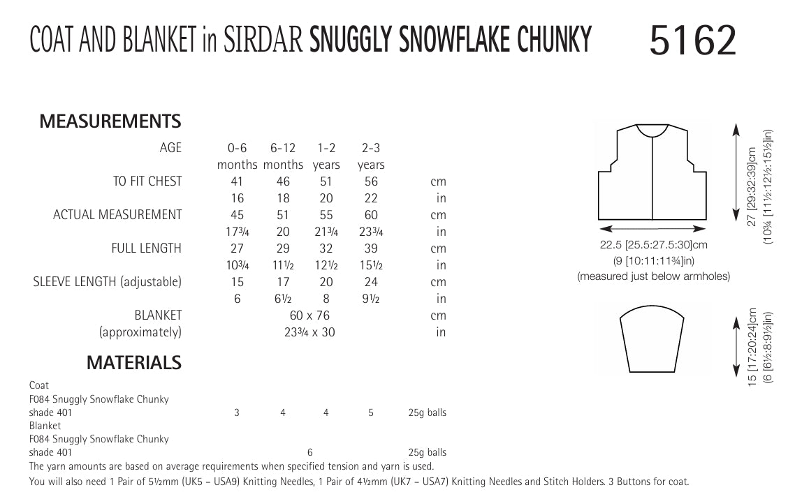 Sirdar Coat & Blanket Knitting Pattern in Chunky 5162P PDF DOWNLOAD