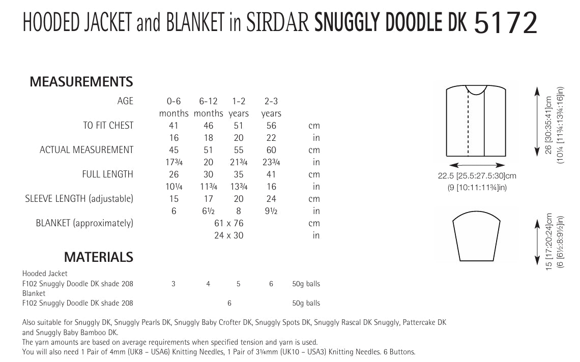 Sirdar Hooded Jacket & Blanket Knitting Pattern in DK 5172P PDF DOWNLOAD