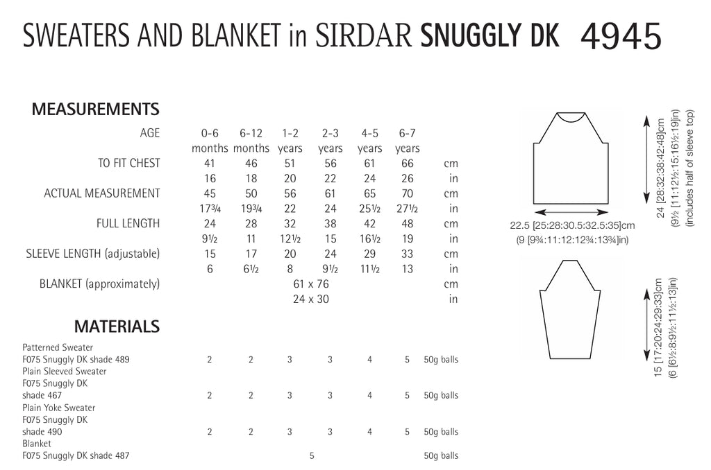 Sirdar Sweaters & Blanket Knitting Pattern in DK 4945P PDF DOWNLOAD
