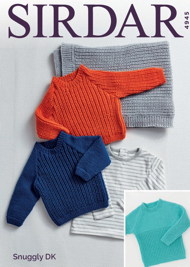 Sirdar Sweaters & Blanket Knitting Pattern in DK 4945P PDF DOWNLOAD