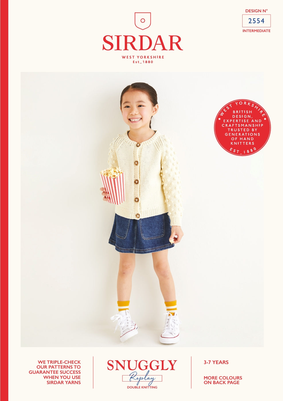 Sirdar Popcorn Stitch Cardigan Knitting Pattern in DK 2554P PDF DOWNLOAD