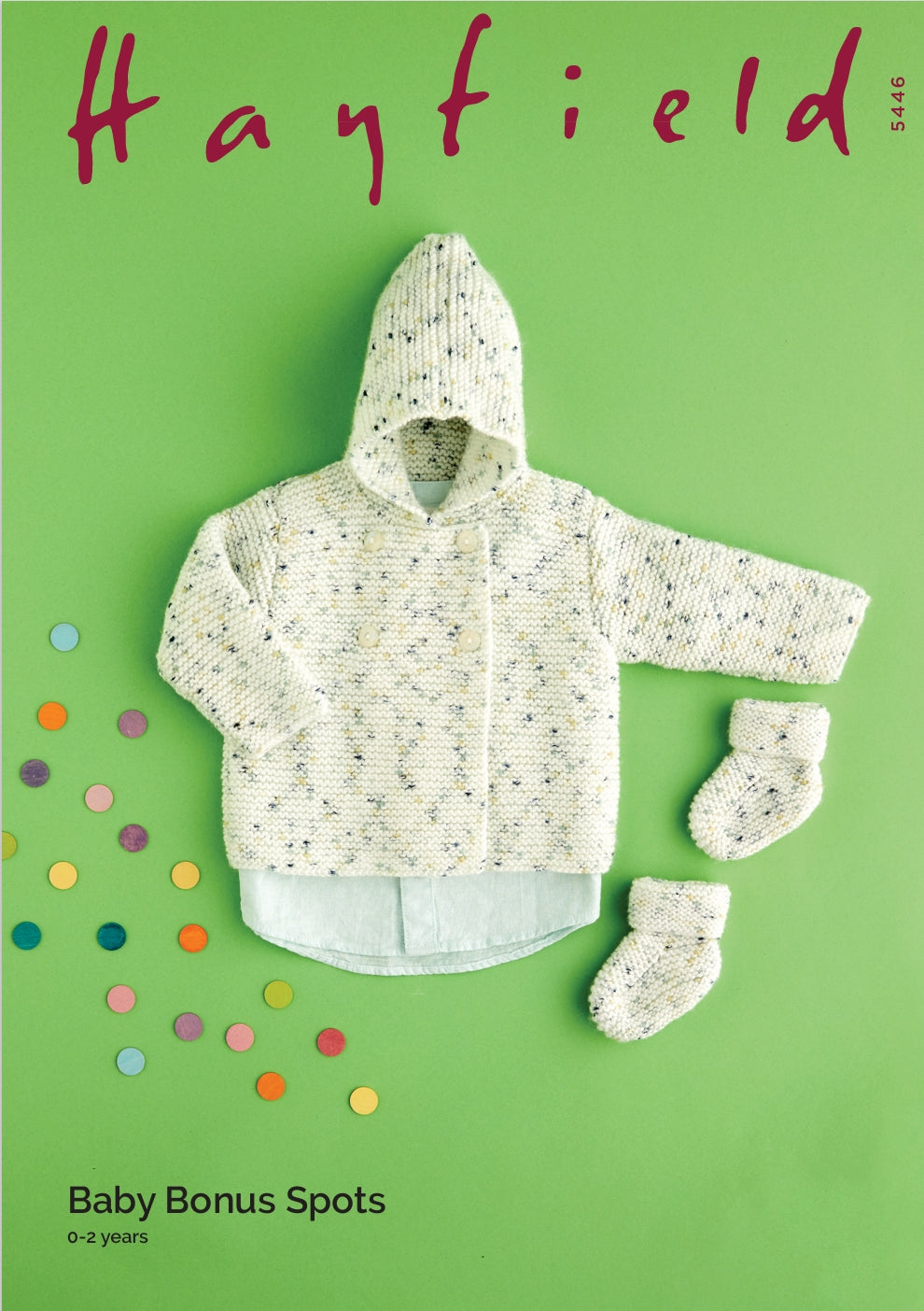 Hayfield Hooded Jacket & Bootees Knitting Pattern in Baby Bonus Spots DK 5446P PDF DOWNLOAD