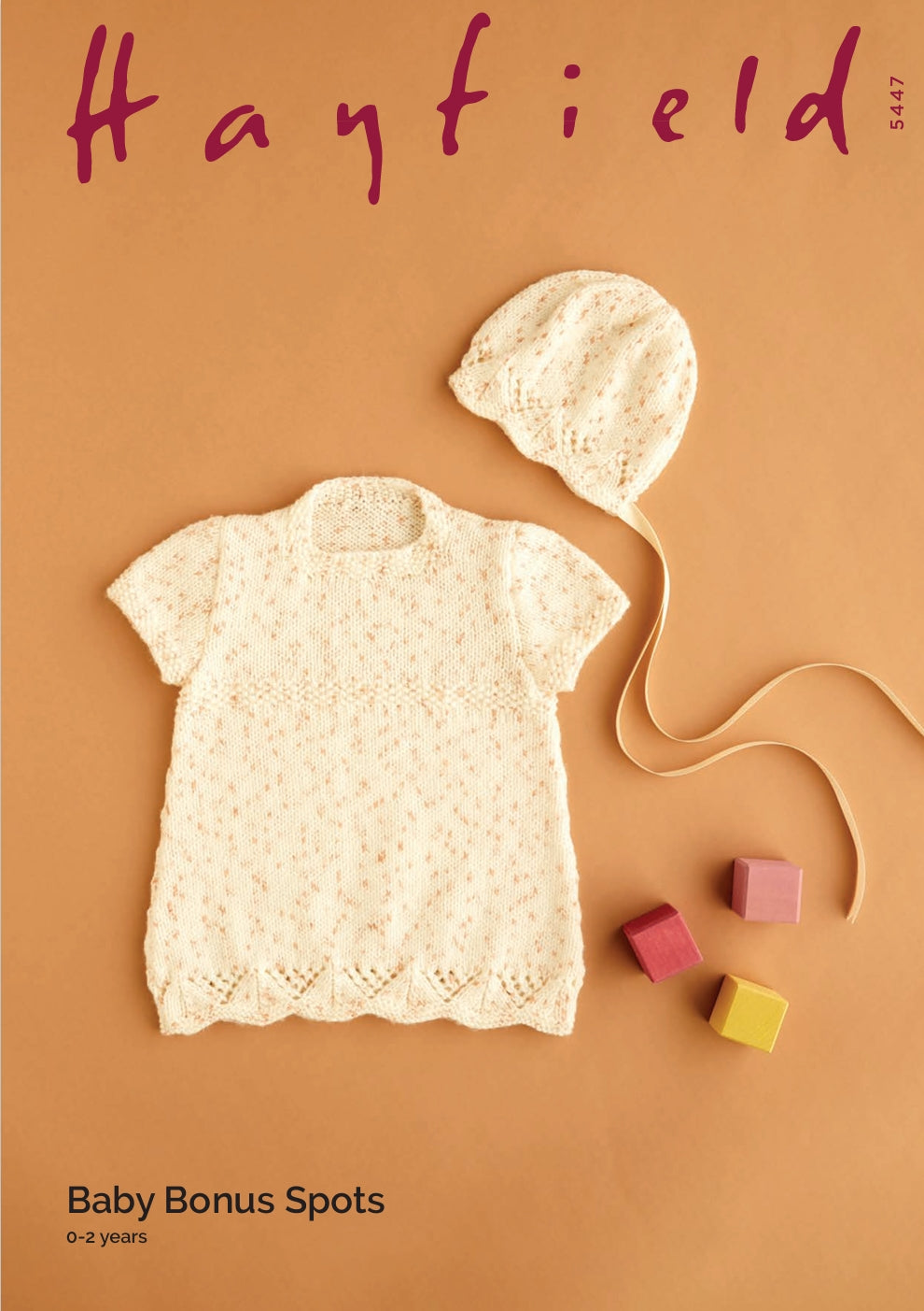 Hayfield Dress & Bonnet Knitting Pattern in Baby Bonus Spots DK 5447P PDF DOWNLOAD