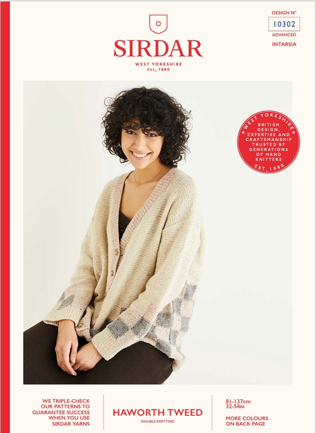 Sirdar Cardigan Knitting Pattern in Haworth Tweed DK 10302P PDF DOWNLOAD