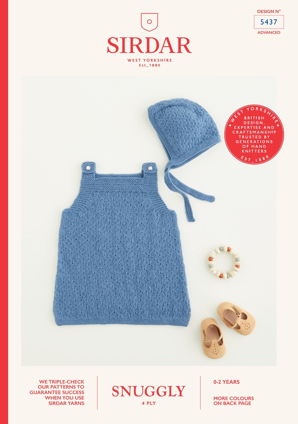 Sirdar Pinafore & Bonnet Knitting Pattern in 4ply 5437P PDF DOWNLOAD