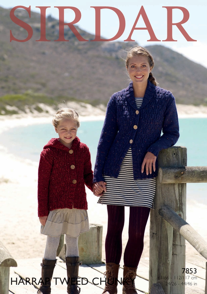 Sirdar Jackets Knitting Pattern in Sirdar Harrap Tweed Chunky 7853P PDF DOWNLOAD