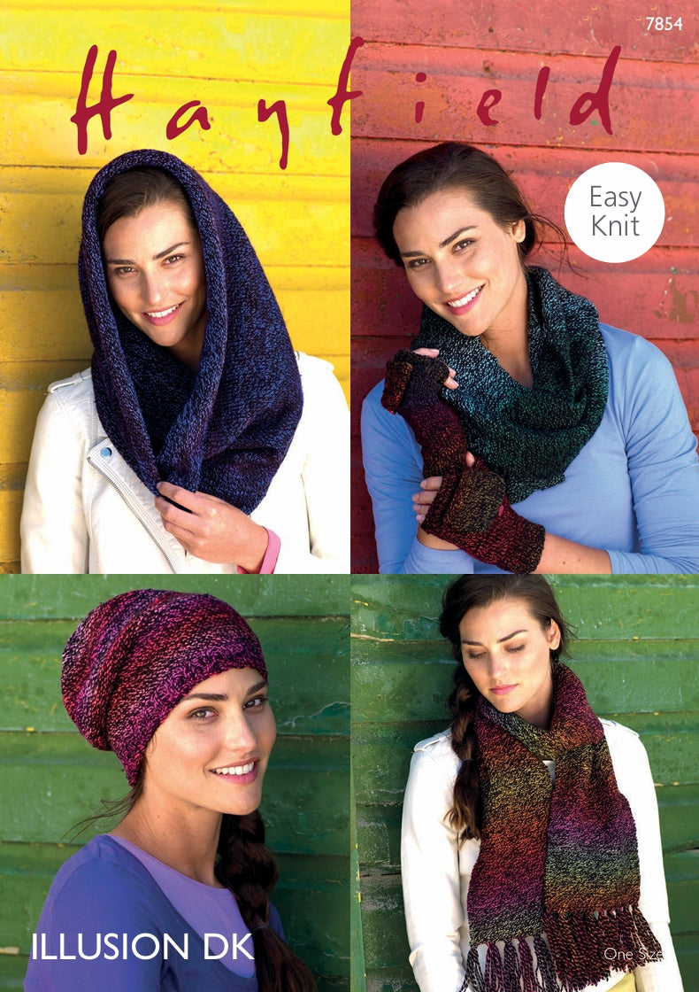 Hayfield Accessories Knitting Pattern in Hayfield Illusion DK 7854P PDF DOWNLOAD
