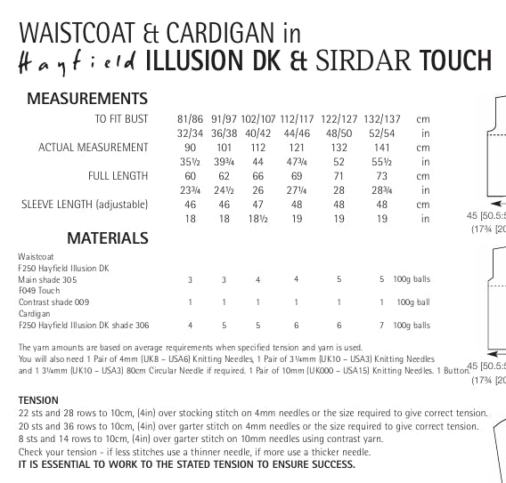 Hayfield Waistcoat and Cardigan Knitting Pattern in Hayfield Illusion DK 7856P PDF DOWNLOAD