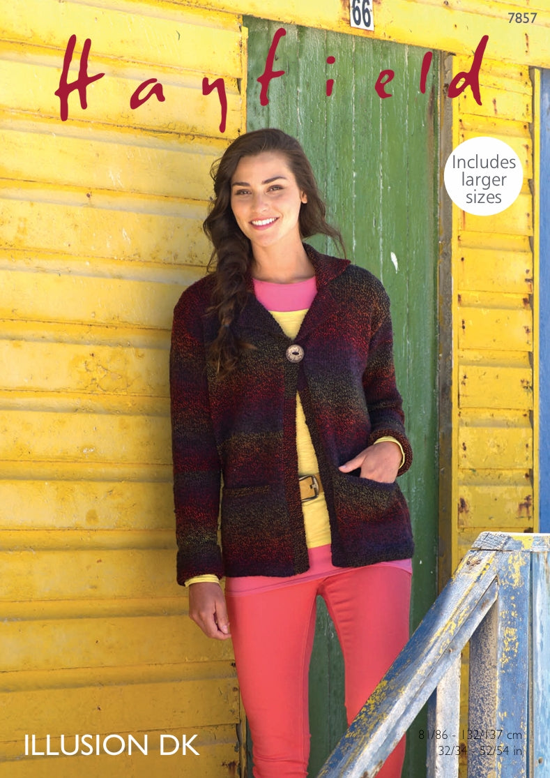 Hayfield Womans Jacket Knitting Pattern in Hayfield Illusion DK 7857P PDF DOWNLOAD