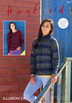 Hayfield Womans Sweaters Knitting Pattern in Hayfield Illusion DK 7858P PDF DOWNLOAD