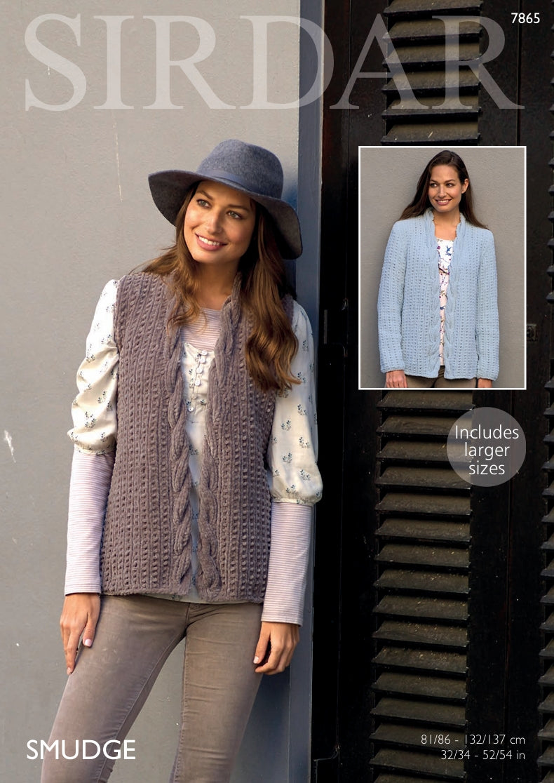 Sirdar Ladies Jacket and Waistcoat Knitting Pattern in Sirdar Smudge 7865P PDF DOWNLOAD